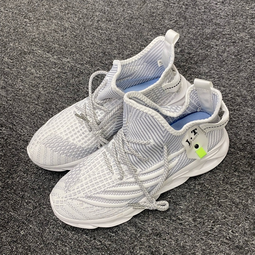 White Knit High-Top Sneakers